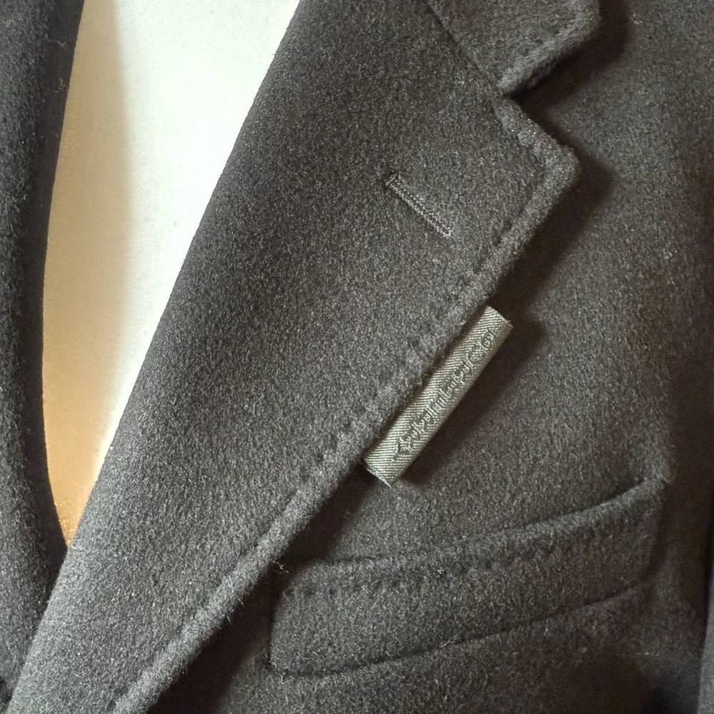 Burberry London England Wool Cashmere Chesterfield Coat 48 38 Blk Velvet Collar - Picture 9 of 16